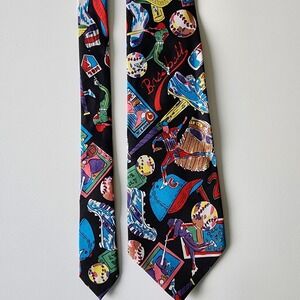 BRUTTINI Baseball Theme Tie Multicolor Sports Pitcher Base Ball Cap Mens Necktie